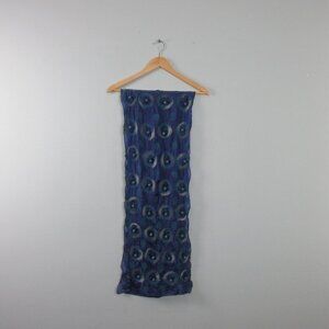 Windhorse Women's Scarf Wrap Blue Bobble Rectangle 100% Silk Art to Wear 66